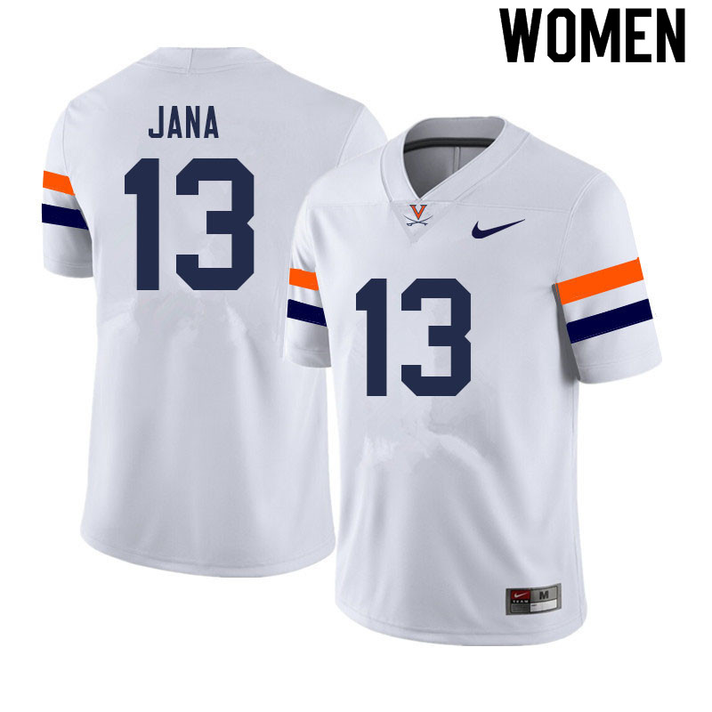 Women #13 Terrell Jana Virginia Cavaliers College Football Jerseys Sale-White